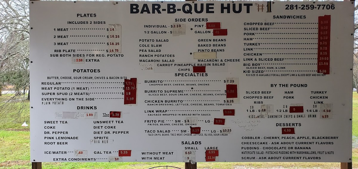 Bar-B-Que Hut Menu - Image 1